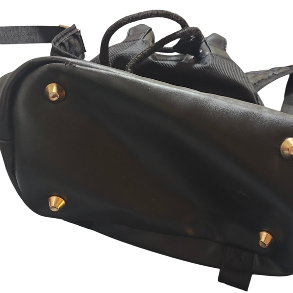 Versace Parfums canvas backpack tote bag black adjustable straps gold hardware - Picture 3 of 9